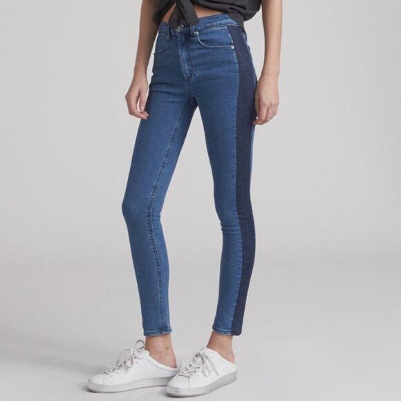 Rag & Bone the Mazie Jean High Rise Two Tone Skinny Jean Size 28 - Picture 1 of 6